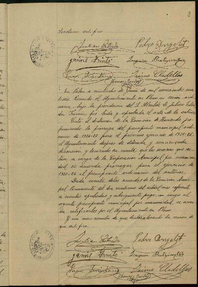 1.1. Òrgans bàsics de govern: Actes del Ple Municipal de Palou, 28/6/1926, Sessió ordinària [Minutes]