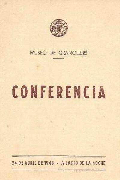 Tríptic anunciant una conferència d'Antoni Jonch al Museu de Granollers, sobre La Reserva Faunística de la Guinea Española. [Documento]