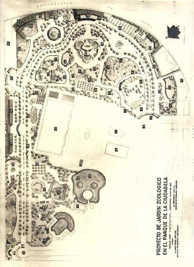 Plànol del projecte d'ubicació del Zoològic dins el Parc de la Ciutadella (2). [Document]