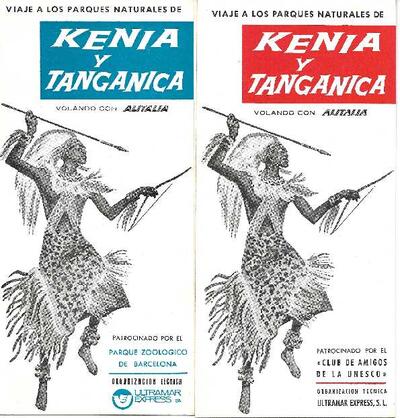 Tríptics de safaris fotogràfics a Kènia i Tanganika, un patrocinat pel Zoo de Barcelona i un altre pel Club de Amigos de la UNESCO. [Document]