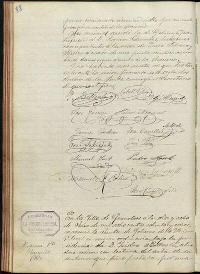 Actes de la Junta de La Unió Liberal, 18/7/1888, Sessió ordinària [Minutes]