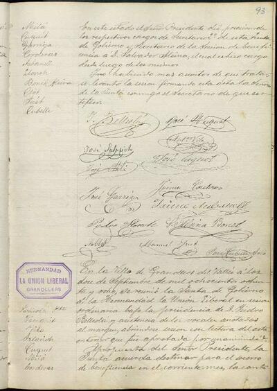 Actes de la Junta de La Unió Liberal, 12/9/1888, Sessió ordinària [Minutes]