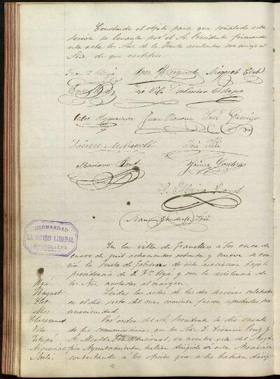 Actes de la Junta de La Unió Liberal, 11/1/1889, Sessió ordinària [Minutes]