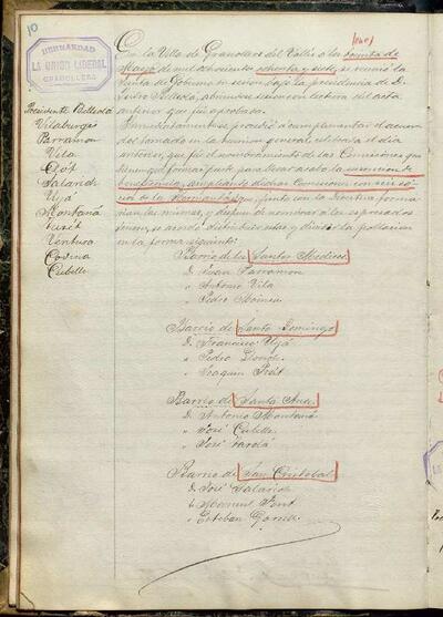 Actes de la Junta de La Unió Liberal, 30/5/1887, Sessió ordinària [Minutes]