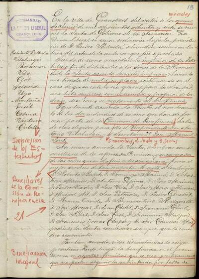 Actes de la Junta de La Unió Liberal, 15/6/1887, Sessió ordinària [Minutes]