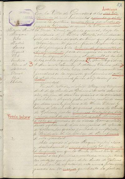 Actes de la Junta de La Unió Liberal, 6/11/1887, Sessió ordinària [Minutes]