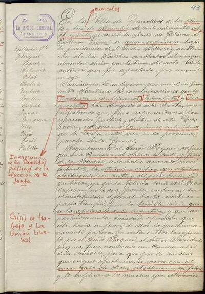 Actes de la Junta de La Unió Liberal, 23/11/1887, Sessió ordinària [Minutes]