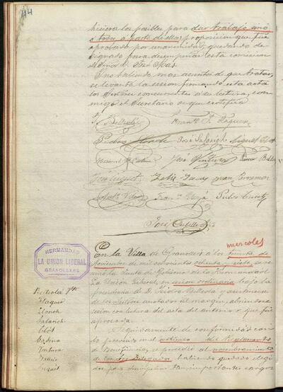 Actes de la Junta de La Unió Liberal, 30/11/1887, Sessió ordinària [Minutes]