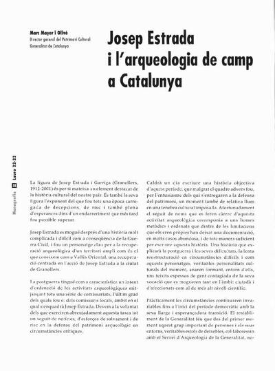 Josep Estrada i l'arqueologia de camp a Catalunya [Artículo]