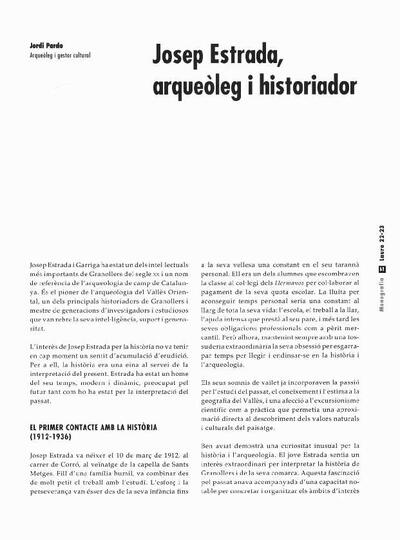 Josep Estrada, aqueòleg i historiador [Artículo]