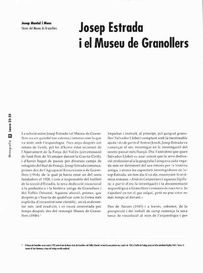 Josep Estrada i el Museu de Granollers [Artículo]