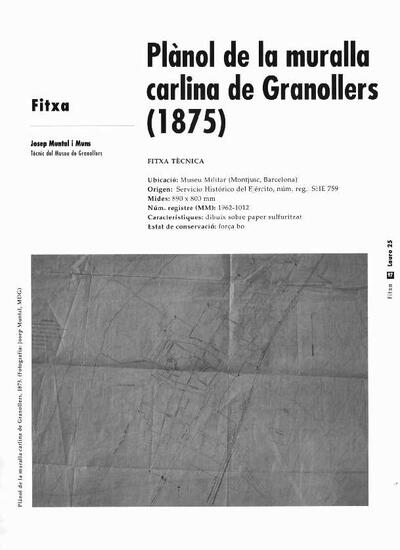 Plànol de la muralla carlina de Granollers (1875) [Article]