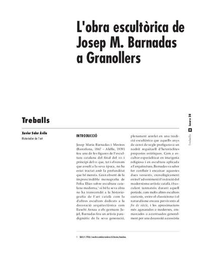 L'obra escultòrica de Josep M. Barnadas a Granollers [Artículo]