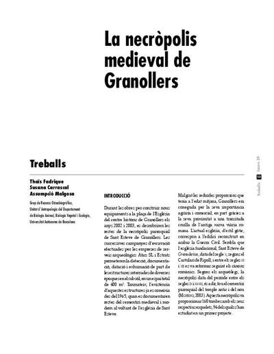 La necròpolis medieval de Granollers [Article]
