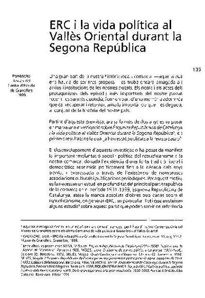 ERC i la vida política al Vallès Oriental durant la Segona República [Article]
