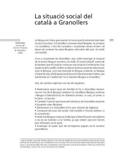 La situació social del català a Granollers [Article]