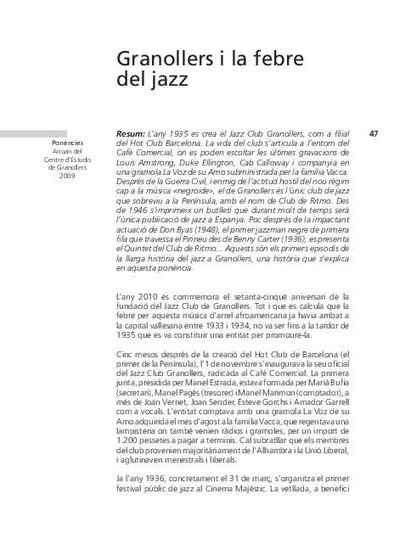 Granollers i la febre del jazz [Article]