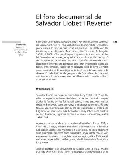 El fons documental de Salvador Llobet Reverter [Article]