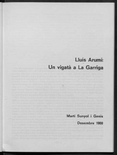 Lluís Arumí: un vigatà a la Garriga [Artículo]