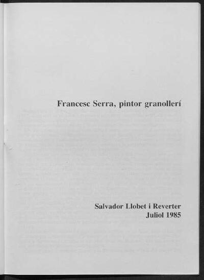 Francesc Serra, pintor granollerí [Artículo]