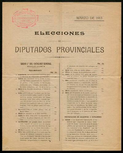 Manual d'instruccions per a eleccions a diputats provincials.  Març de 1913. [Document]