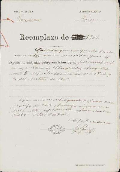 Expedient personal del mosso Tomás Cladellas Angelet, de la LLeva de 1902. [Documento]