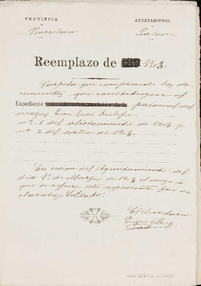 Expedient personal del mosso Juan Gurri Deulofeu, de la Lleva de 1903. [Documento]