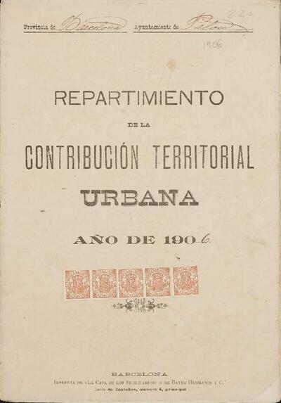 Llibreta de repartiment individual de la contribució territorial urbana del poble de Palou. [Document]
