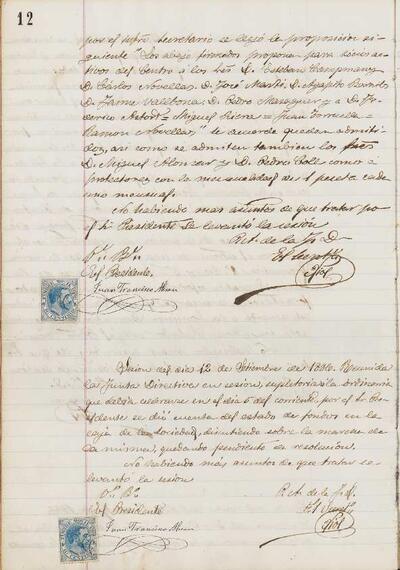 Actes de la Junta , 12/9/1886, Sessió ordinària [Minutes]
