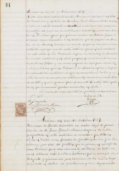 Actes de la Junta , 28/9/1887, Sessió extraordinària [Minutes]