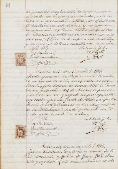 Actes de la Junta , 13/11/1887, Sessió ordinària [Minutes]