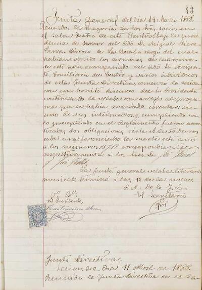 Actes de la Junta , 11/4/1888, Sessió ordinària [Acta]
