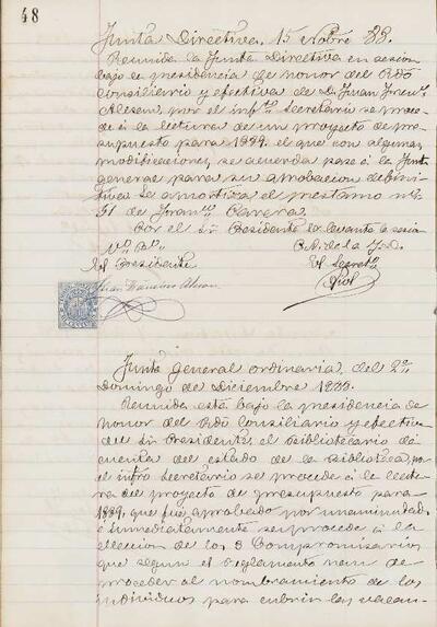 Actes de la Junta , 15/11/1888, Sessió ordinària [Minutes]