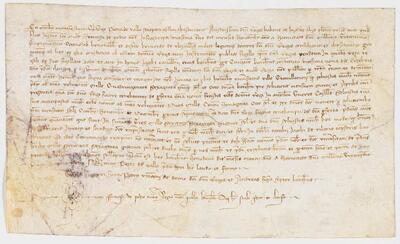 Pere Valló, escrivà de la tresoreria reial, reconeix haver rebut dels jurats de la vila de Granollers, part de la taxa oferta al rei en ajuda per a lluitar a la guerra contra Castella. [Document]