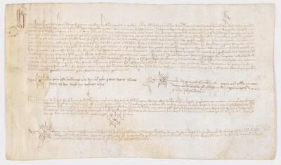 Clàusula del testament de Ramoneta, muller de Bernat de Riudeperes. [Documento]