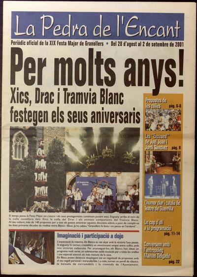 La Pedra de l'Encant. Revista de la Festa Major de Granollers, 28/8/2001 [Ejemplar]