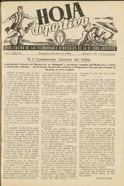 Hoja Deportiva, núm. 5, 23/2/1950 [Exemplar]