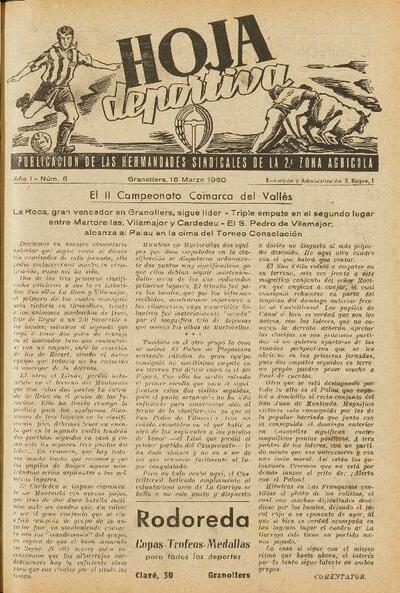 Hoja Deportiva, #8, 16/3/1950 [Issue]