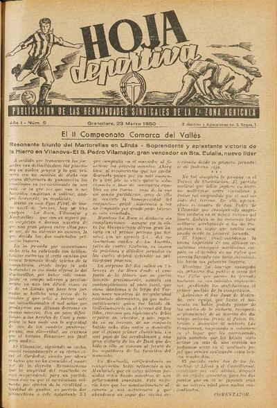Hoja Deportiva, núm. 9, 23/3/1950 [Exemplar]
