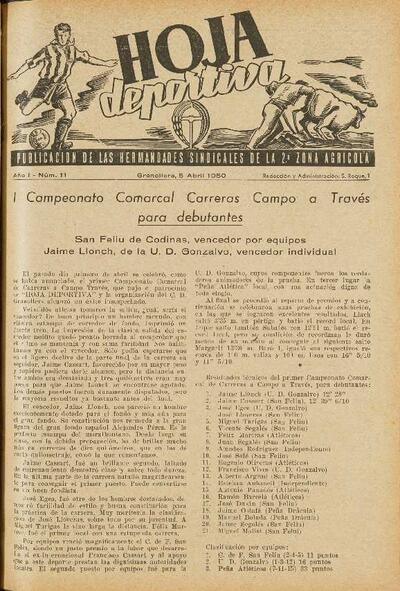 Hoja Deportiva, n.º 11, 5/4/1950 [Ejemplar]