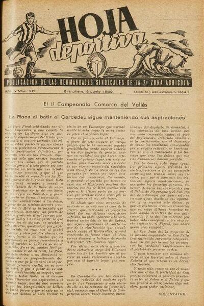 Hoja Deportiva, núm. 20, 8/6/1950 [Exemplar]