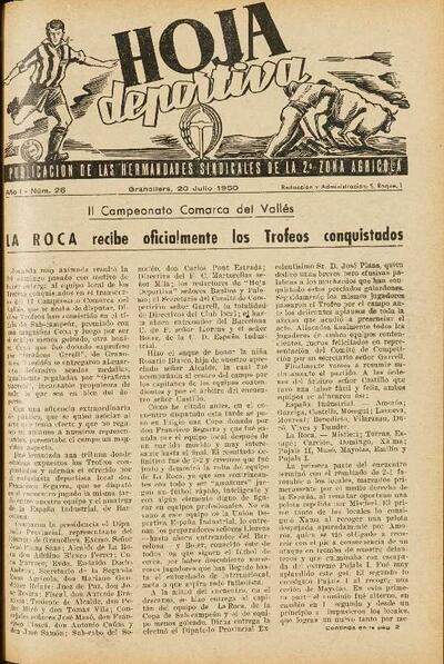 Hoja Deportiva, n.º 26, 20/7/1950 [Ejemplar]
