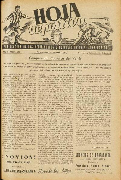 Hoja Deportiva, n.º 28, 3/8/1950 [Ejemplar]