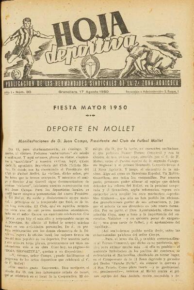 Hoja Deportiva, #30, 17/8/1950 [Issue]