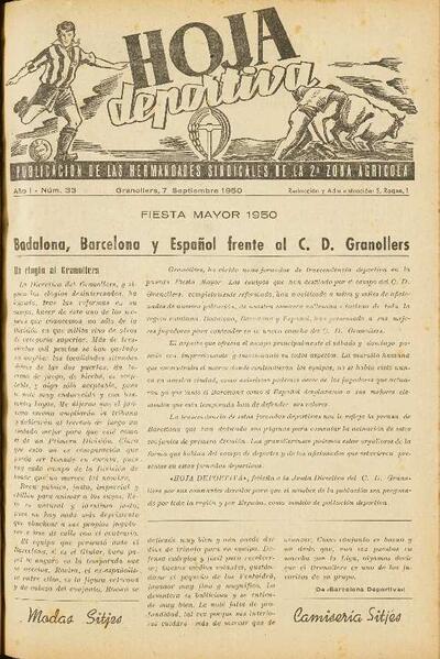 Hoja Deportiva, #33, 7/9/1950 [Issue]