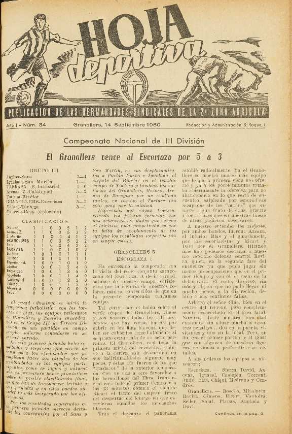 Hoja Deportiva, #34, 14/9/1950 [Issue]