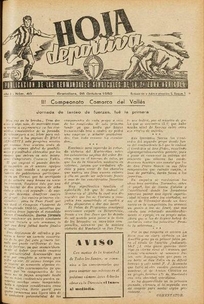 Hoja Deportiva, #40, 26/10/1950 [Issue]