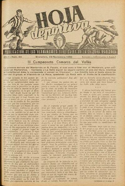 Hoja Deportiva, n.º 44, 23/11/1950 [Ejemplar]