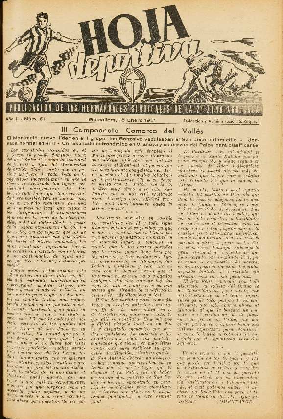 Hoja Deportiva, n.º 51, 18/1/1951 [Ejemplar]