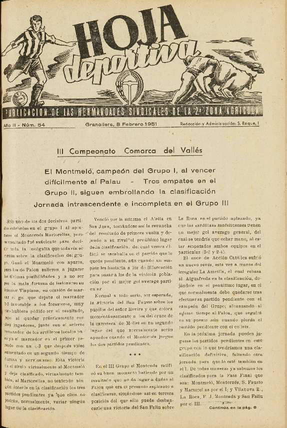 Hoja Deportiva, #54, 8/2/1951 [Issue]